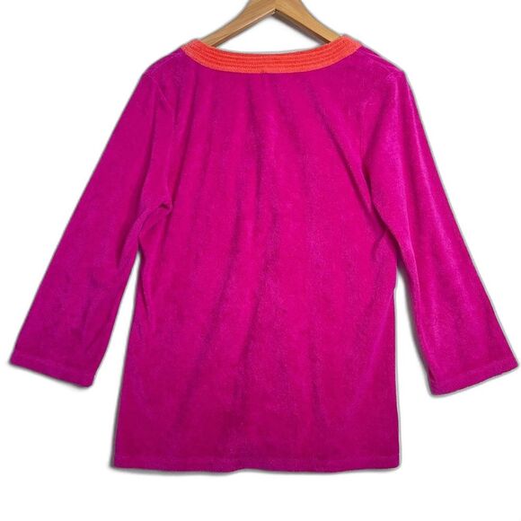 TALBOTS Women’s Terry Cloth Tunic Top Split Neck Soft M Petite cottagecore Golf - Picture 4 of 6